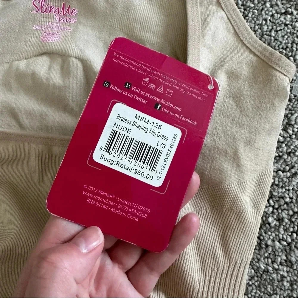 SlimMe By Memoi Braless Shaping Slip Dress‎ Size L - Picture 3 of 5